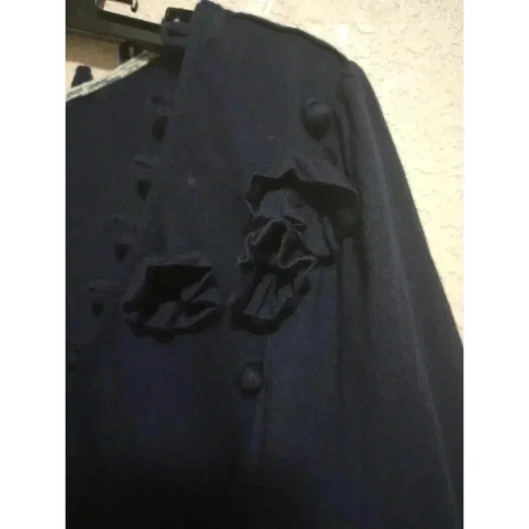 ANTHROPOLOGIE Mermaid Top Blue Short Sleeve 3D Flowers 100% Modal Size XL - Picture 3 of 4